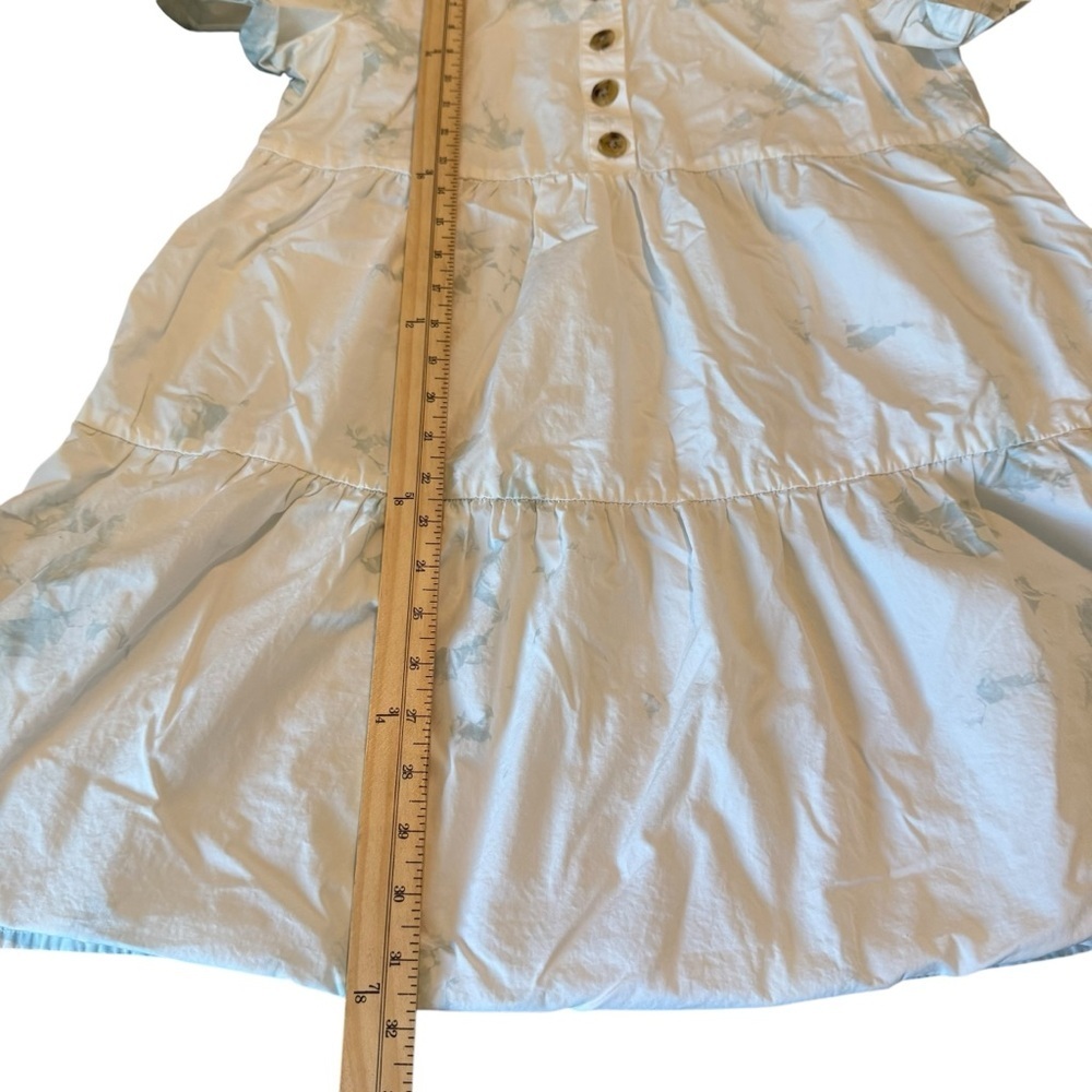 Madewell Women's S Blue White Tie Dye 100% Cotton Tiered Mini Dress Short Sleeve - Picture 6 of 7